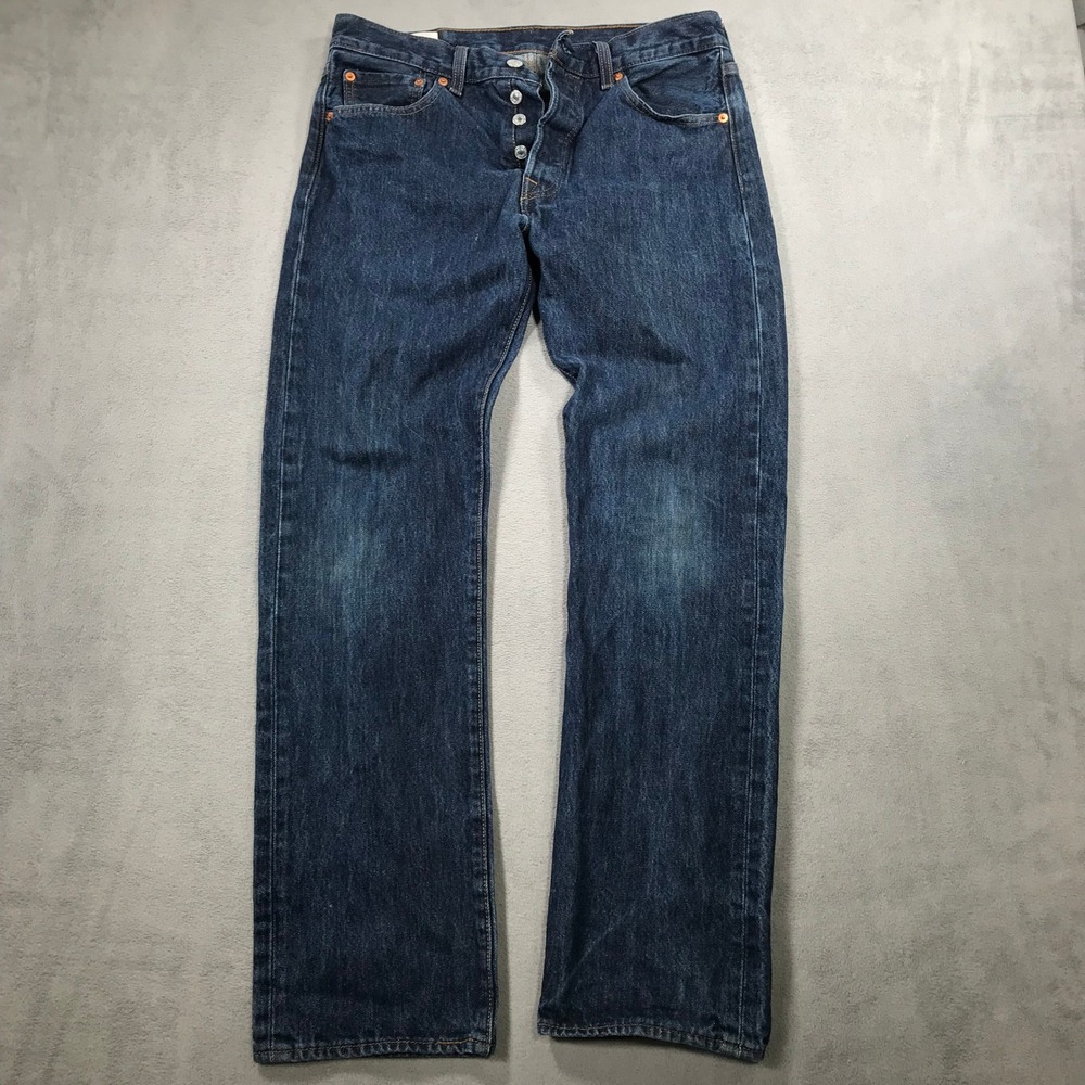 Levi's 501 Original Fit Jeans Mens 32x32 Blue Excellent Button Fly Straight Leg